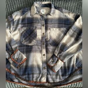 Urban Outfitters BDG Shirt Womens XS Karl Slouchy Blue Plaid Flannel Button Down